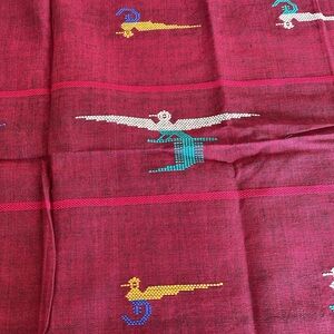 -Handwoven Guatemala rectangular tablecloth and matching napkins.